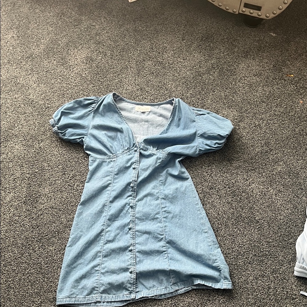 Chic Blue Puff Sleeve Dress